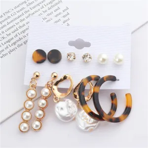 Simple 6 Pairs Of Earrings Fashion Circle Exaggerated Earrings Set