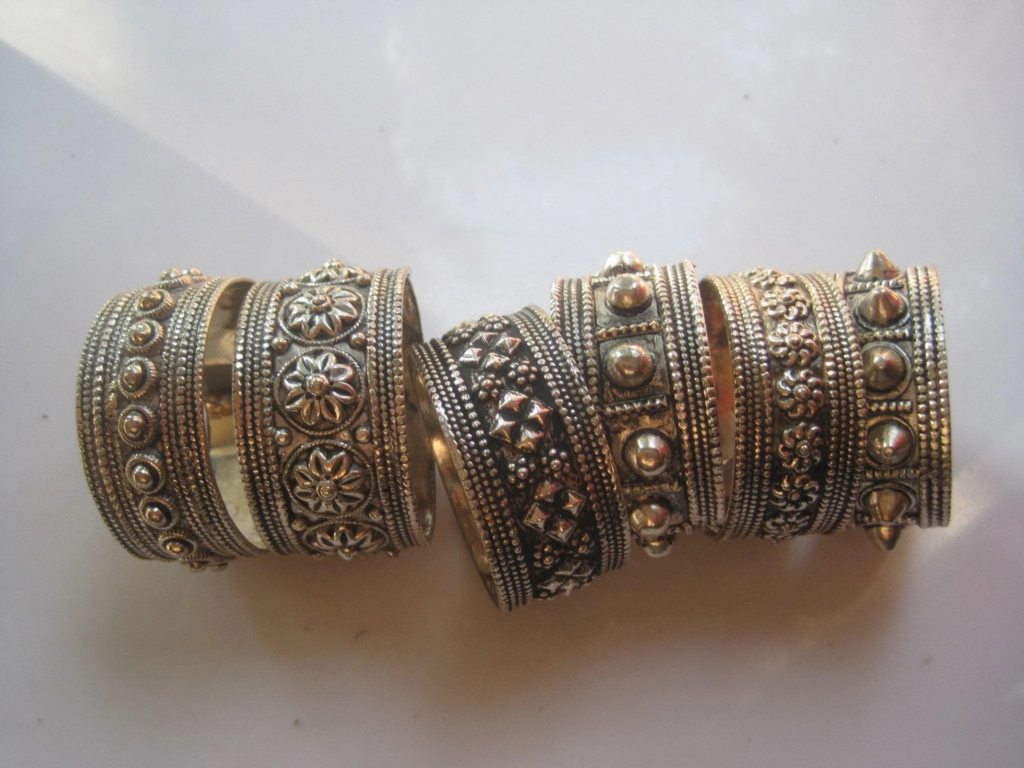 Six Silver Napkin Rings Modeled after Omani Bracelets