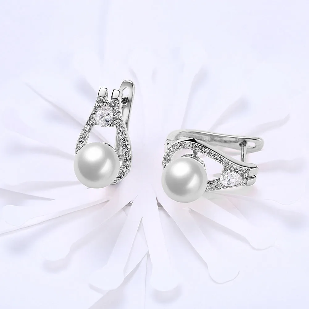 SKMEI LKN026 Pearl Ear Studs for Womens Inlaid Zirconia