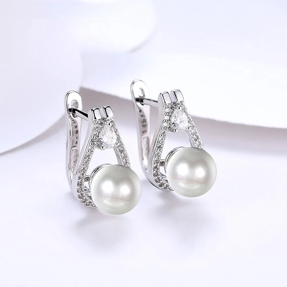 SKMEI LKN026 Pearl Ear Studs for Womens Inlaid Zirconia