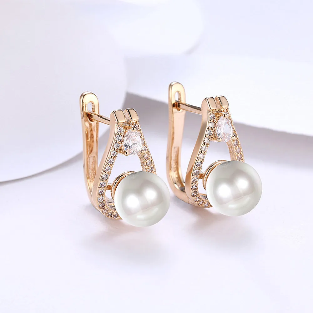 SKMEI LKN026 Pearl Ear Studs for Womens Inlaid Zirconia