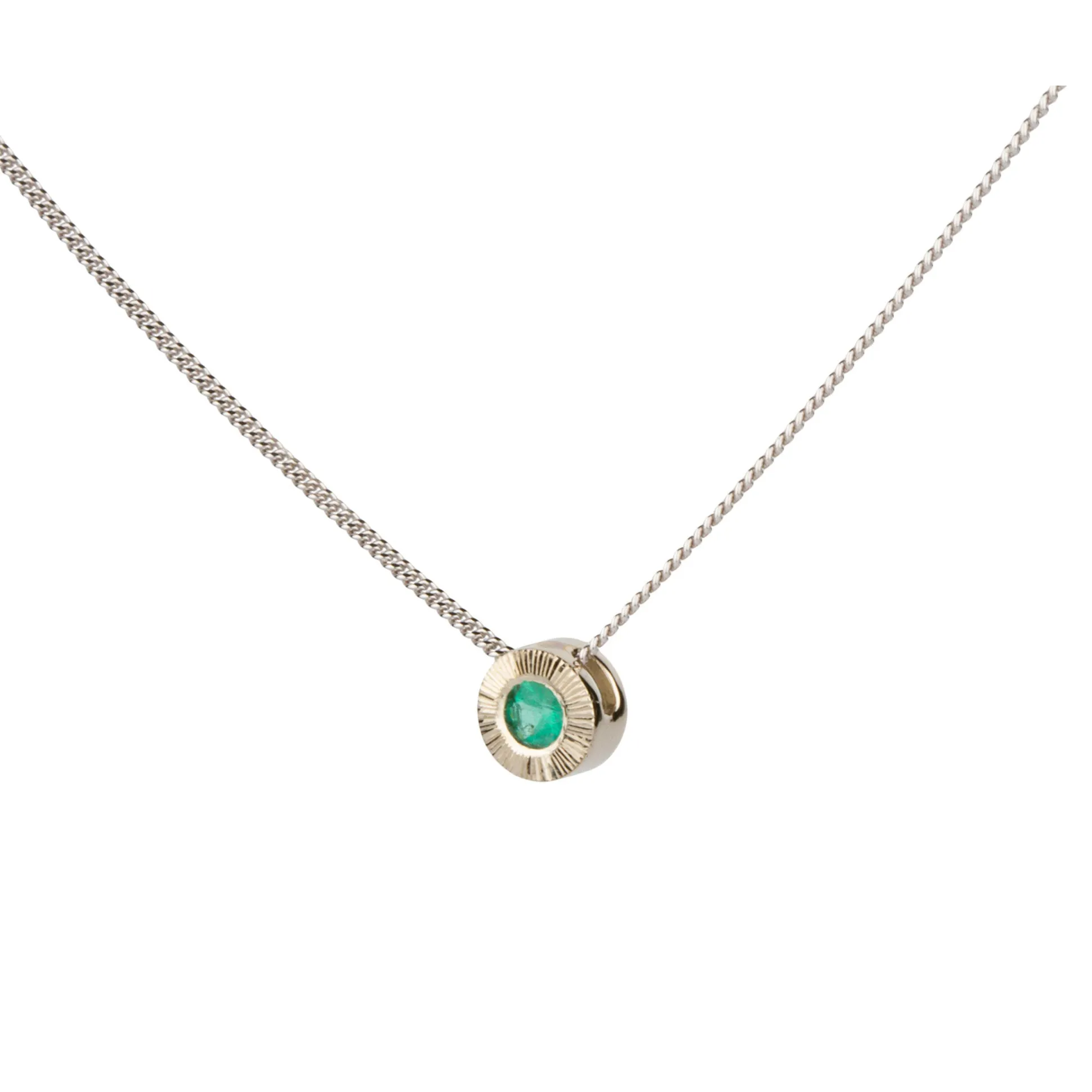 Small Aurora Emerald Necklace in White Gold