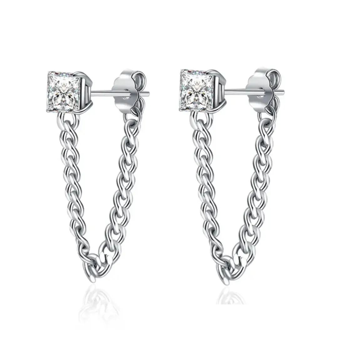 Square Cuban Chain Earring