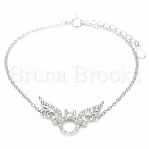 Sterling Silver 03.336.0088.07 Fancy Bracelet, with White Crystal, Polished Finish, Rhodium Tone