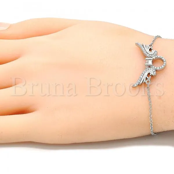 Sterling Silver 03.336.0088.07 Fancy Bracelet, with White Crystal, Polished Finish, Rhodium Tone