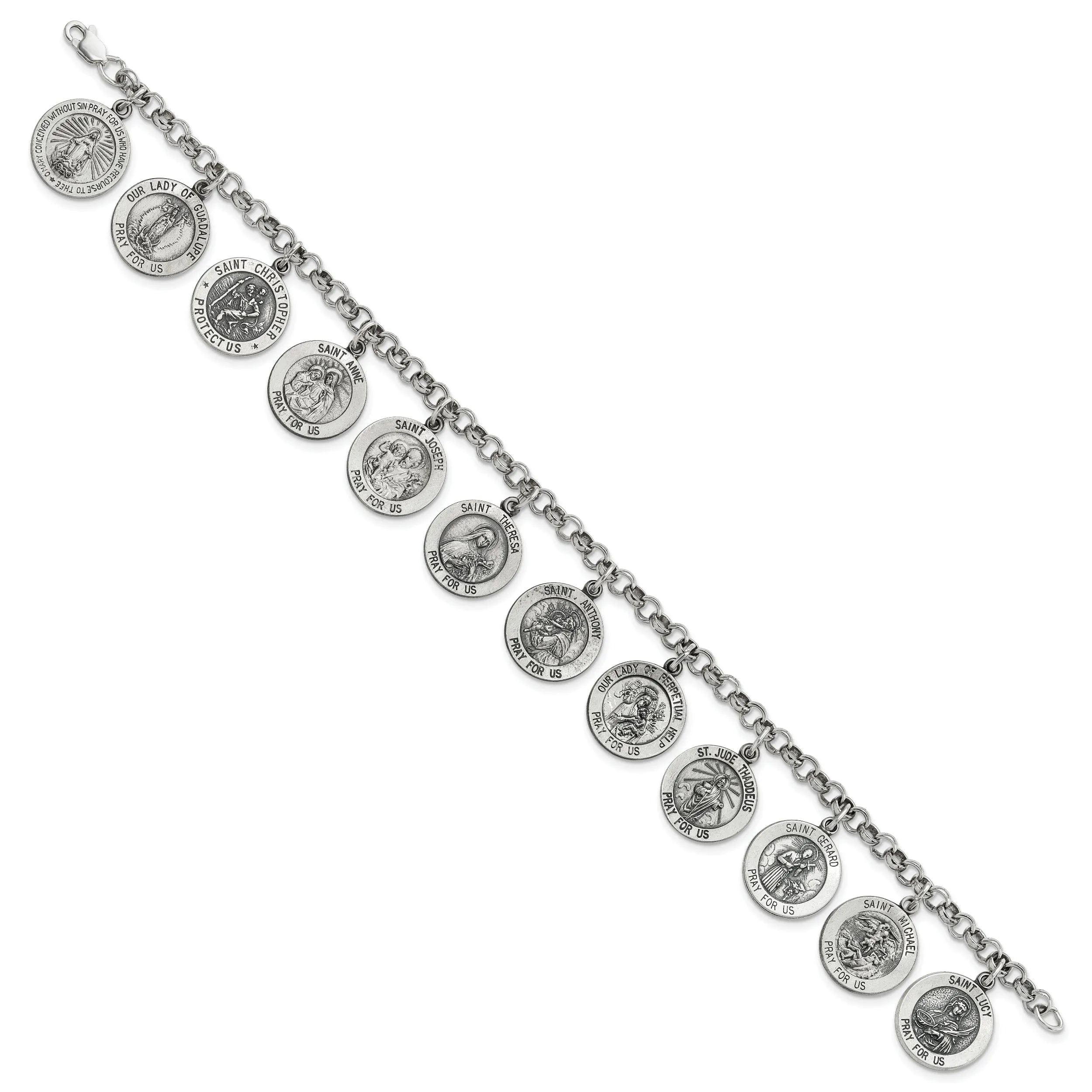 Sterling Silver 12 Saints Bracelet