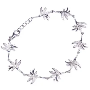 Sterling Silver Bird of Paradise Pave CZ Bracelet