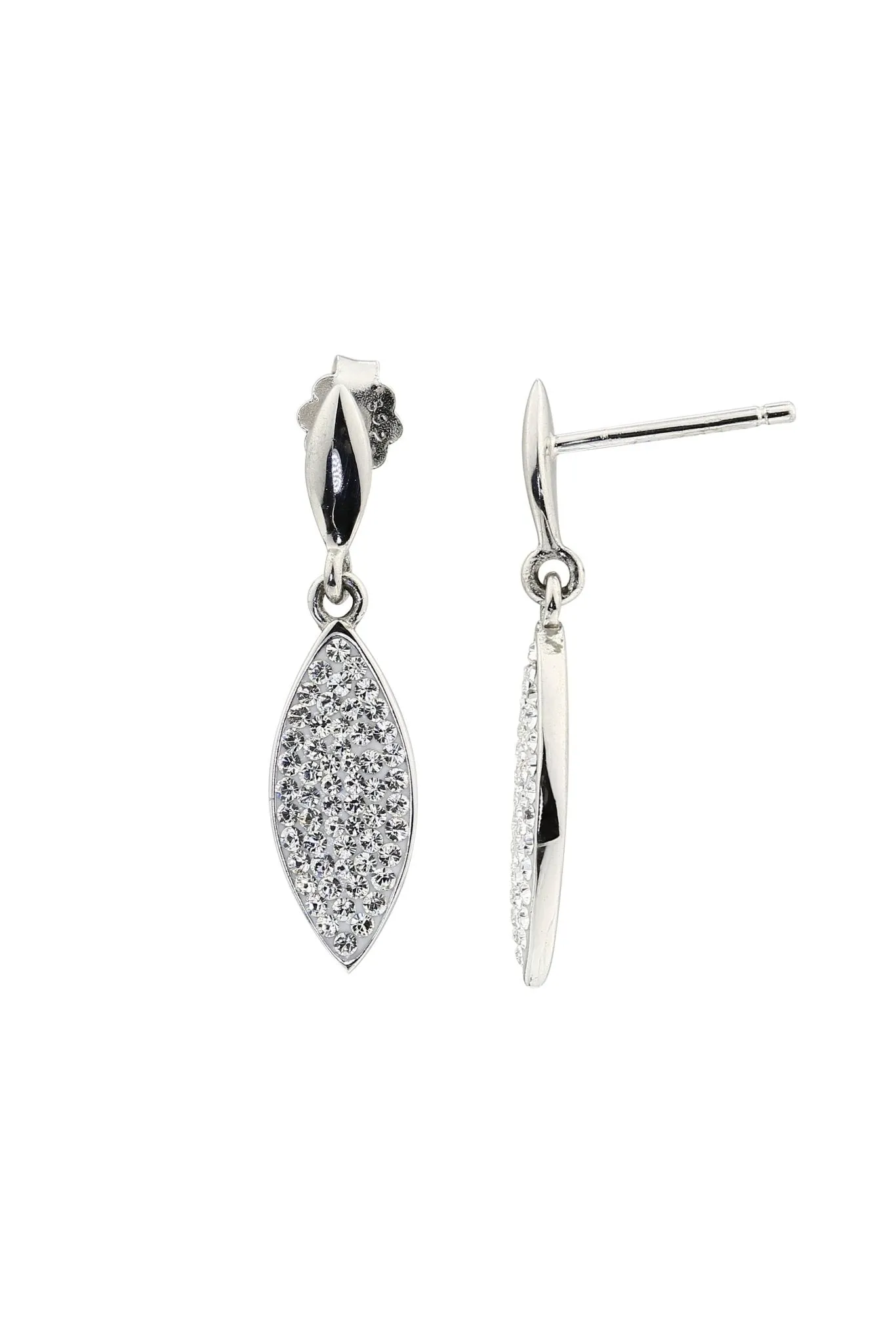 Sterling Silver Crystal Drop Stud Earrings