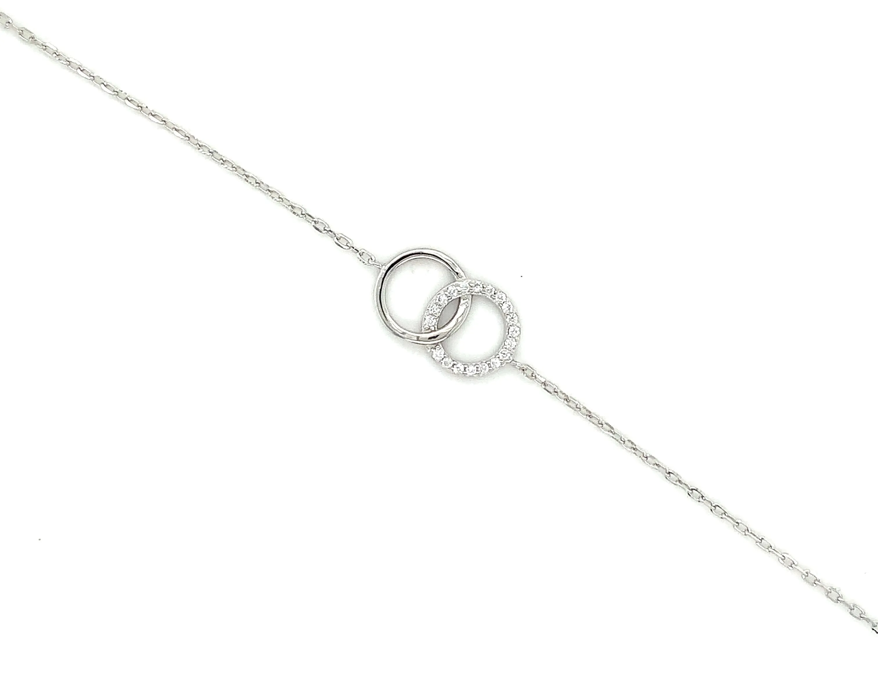 Sterling Silver Double Circle Cz Bracelet