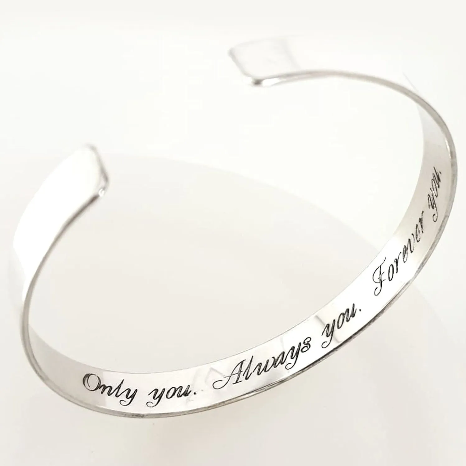 Sterling silver Leaf Bangle Bracelet - Personalized Open Cuff for Women