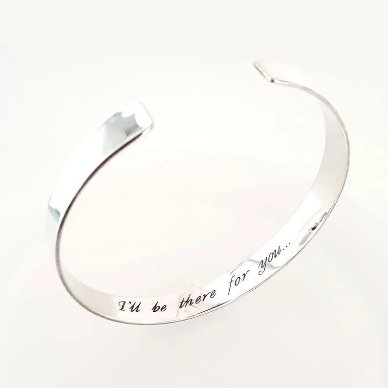 Sterling silver Leaf Bangle Bracelet - Personalized Open Cuff for Women