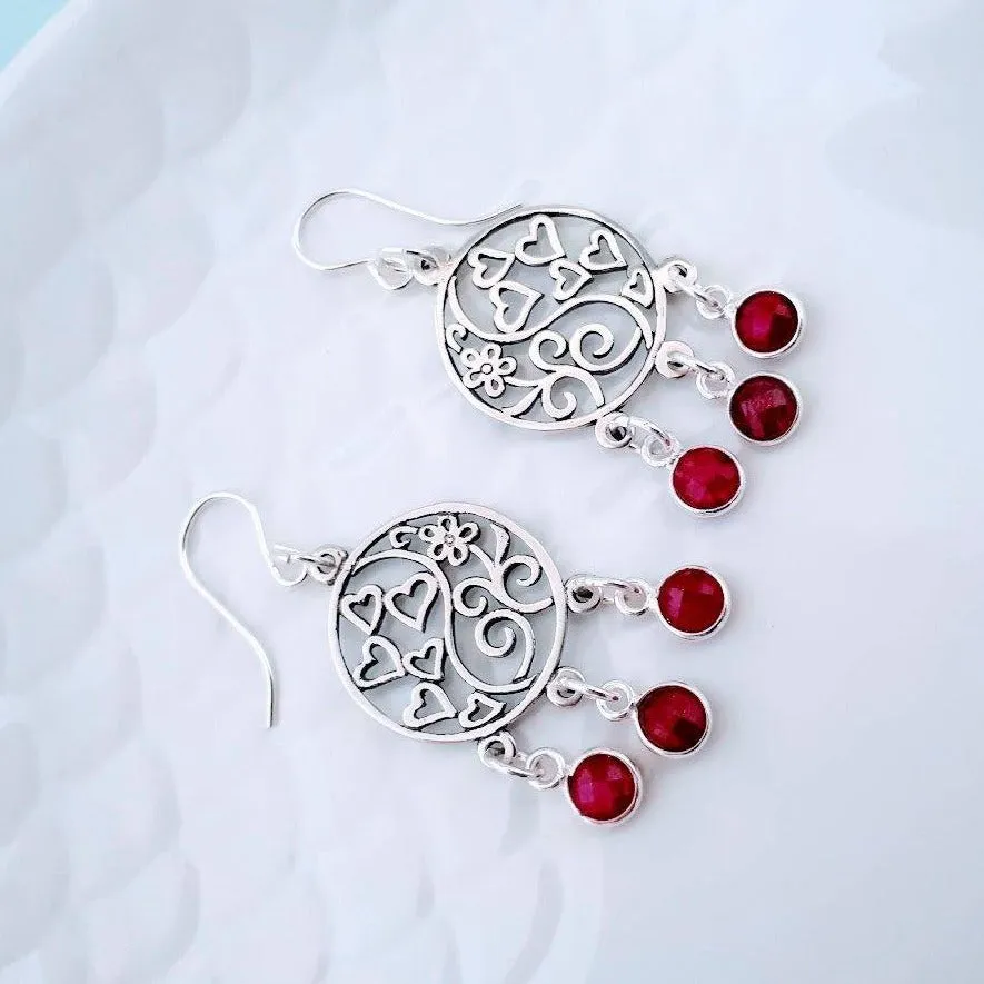 Sterling Silver Ruby Gemstone Earrings