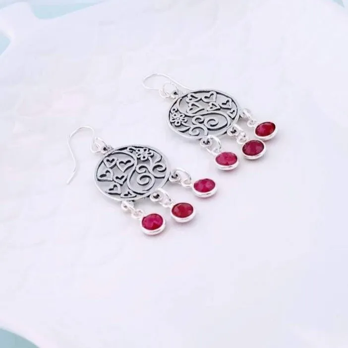 Sterling Silver Ruby Gemstone Earrings