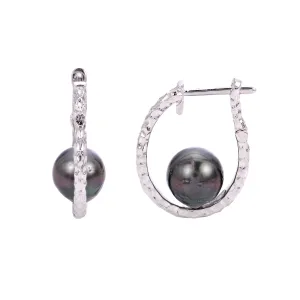 Tahitian Pearl Hammered Hoops