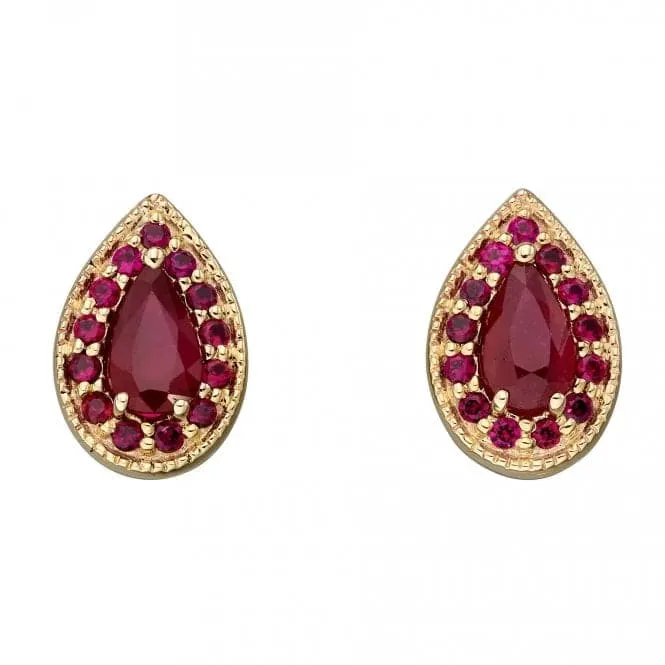 Teardrop Ruby in Yellow Gold Stud Earrings GE2379R