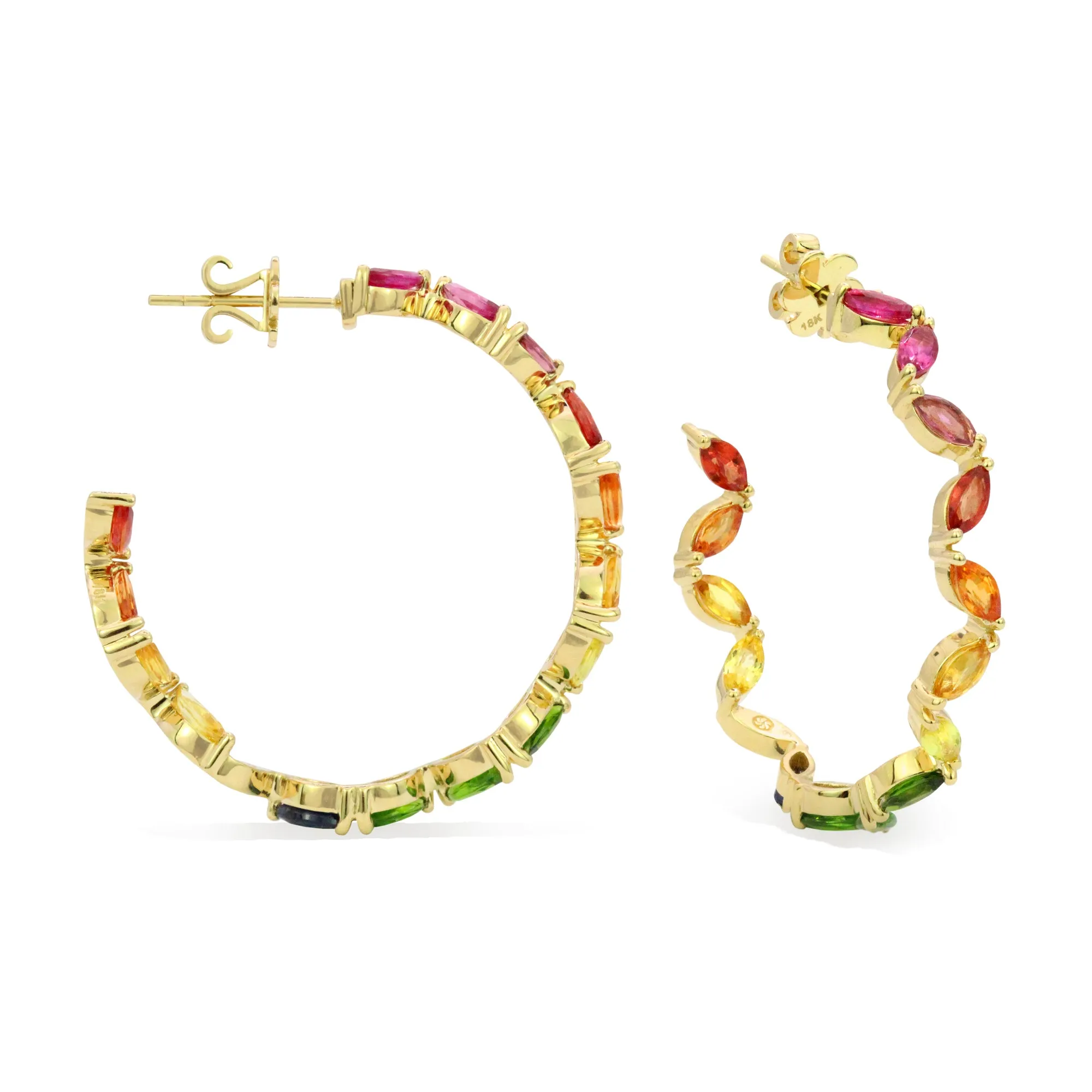 The Girl Gang 18K Marquise Gemstone Hoops