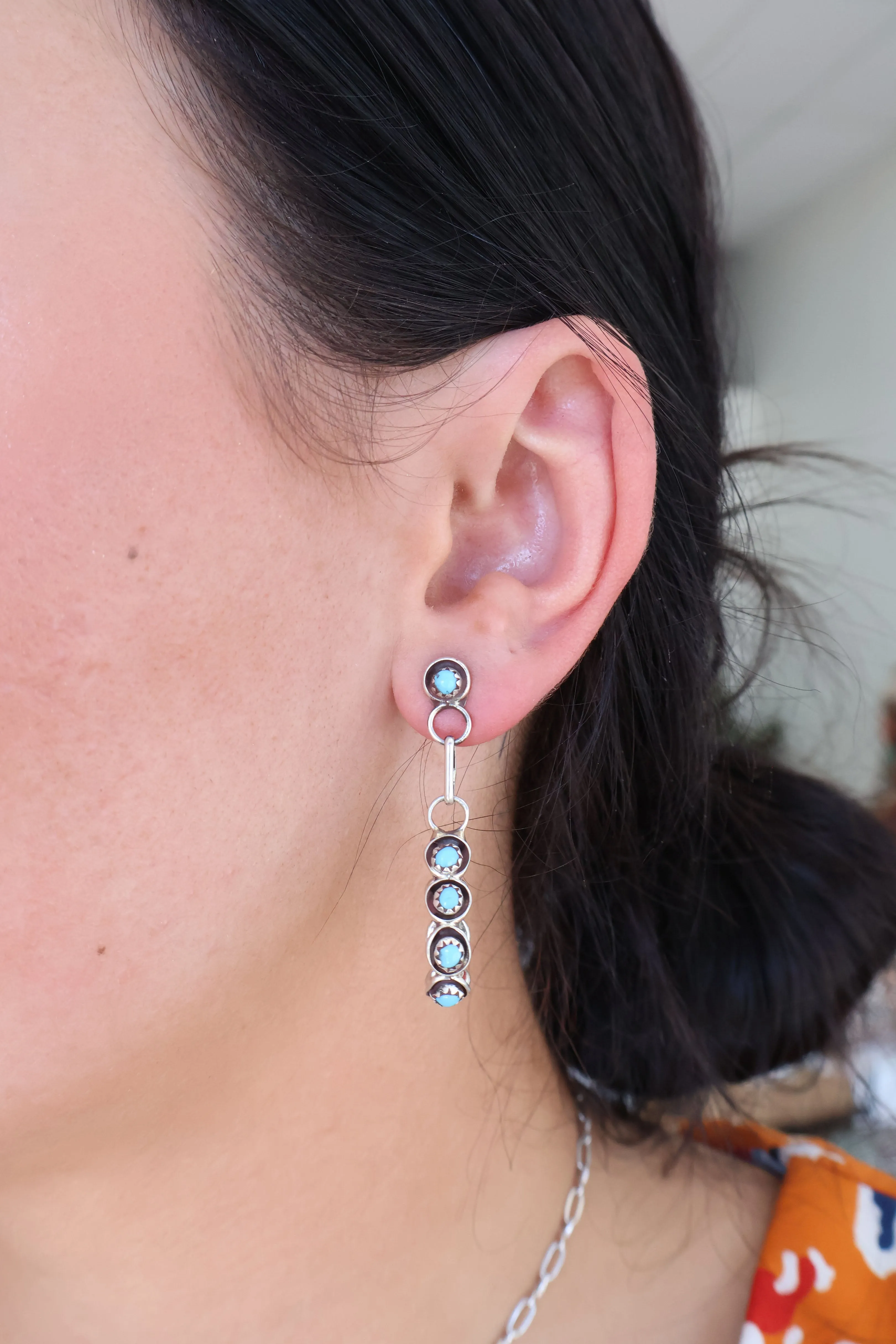 The Post Zuni Square Hoops-Turquoise: 2"