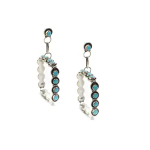 The Post Zuni Square Hoops-Turquoise: 2"