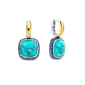 Ti Sento Milano Two-ToneTuruoise Drop Earrings