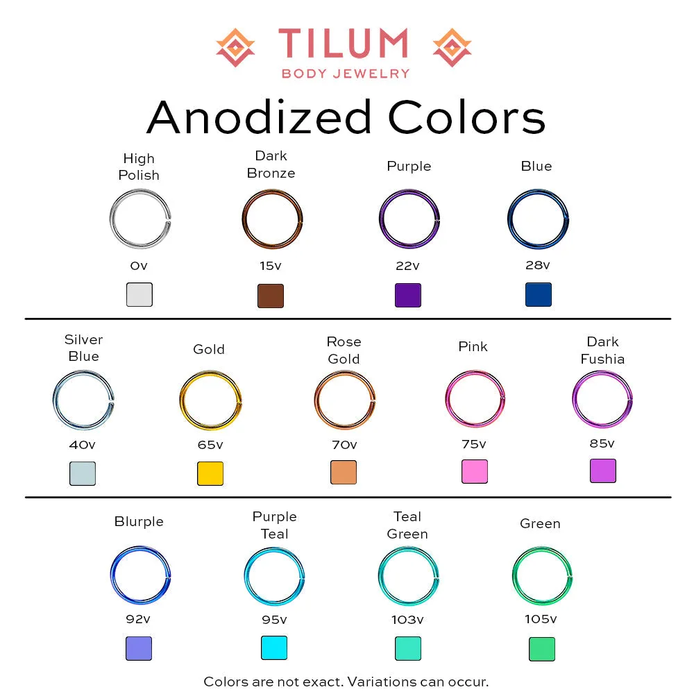 Tilum 14g-12g Internally Threaded Titanium Corner Prong-Set Square Opal Top - 6mm - Price Per 1