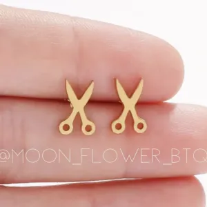 Tiny Gold Scissors Stud Earrings