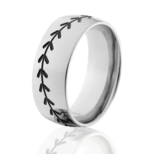 Titanium Baseball Rings - Black Baseball Band