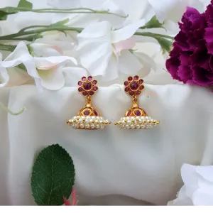 Traditional Kemp Stone Jhumka - Ruby