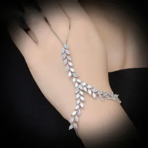 Trendy Bracelet Ring Hand Palm Bracelet Connected Finger Zircon Bracelet