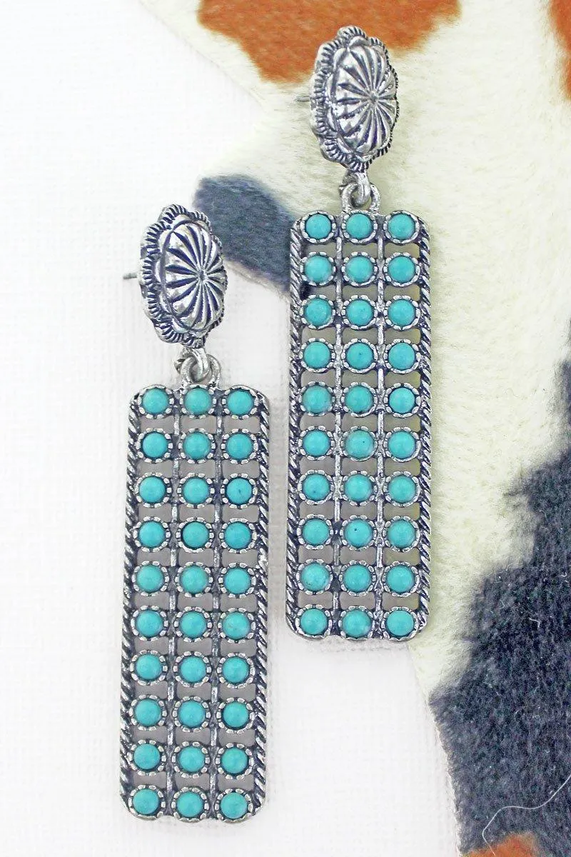 Turquoise Beaded Mesa Ridge Earrings