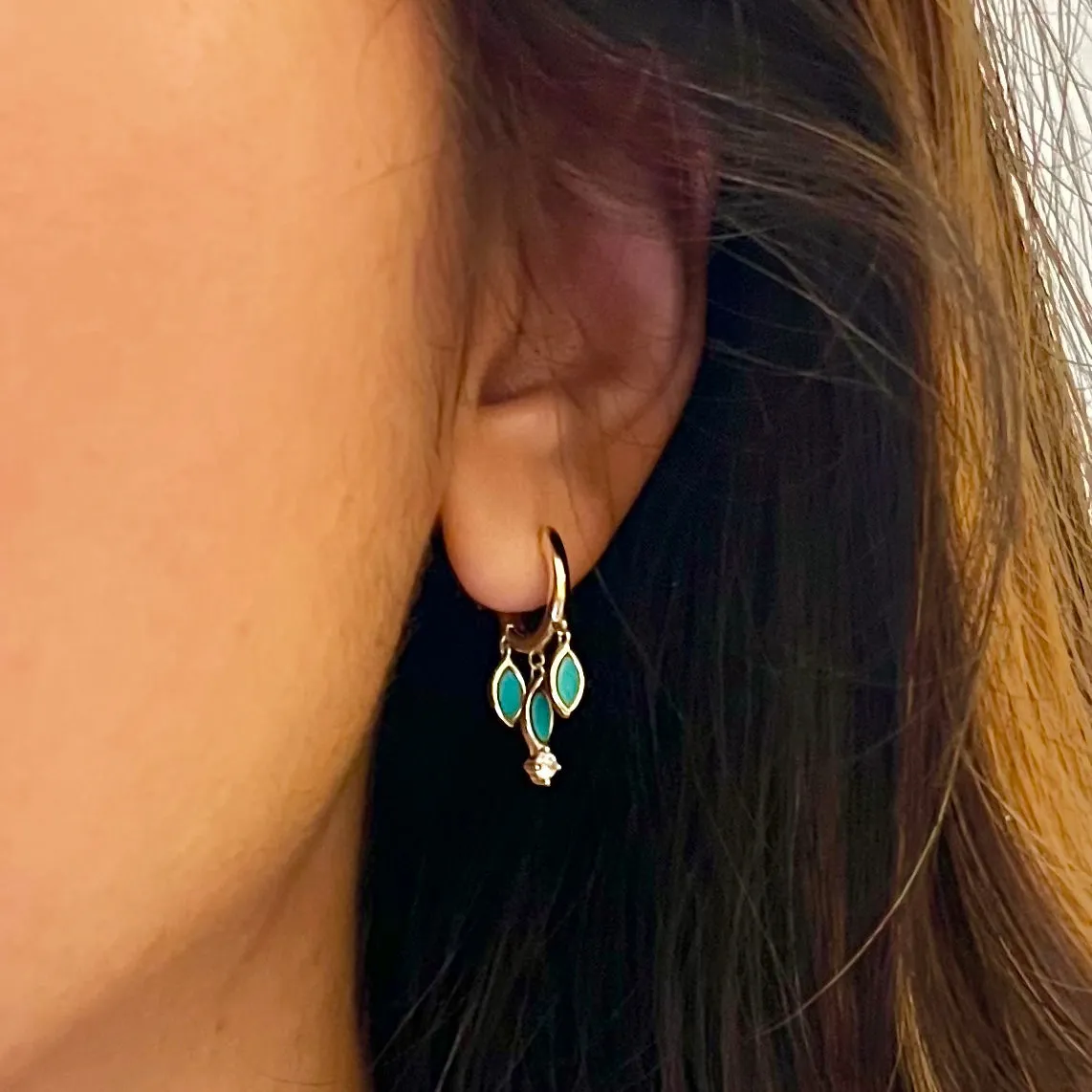 Turquoise Shaker Huggie Earrings