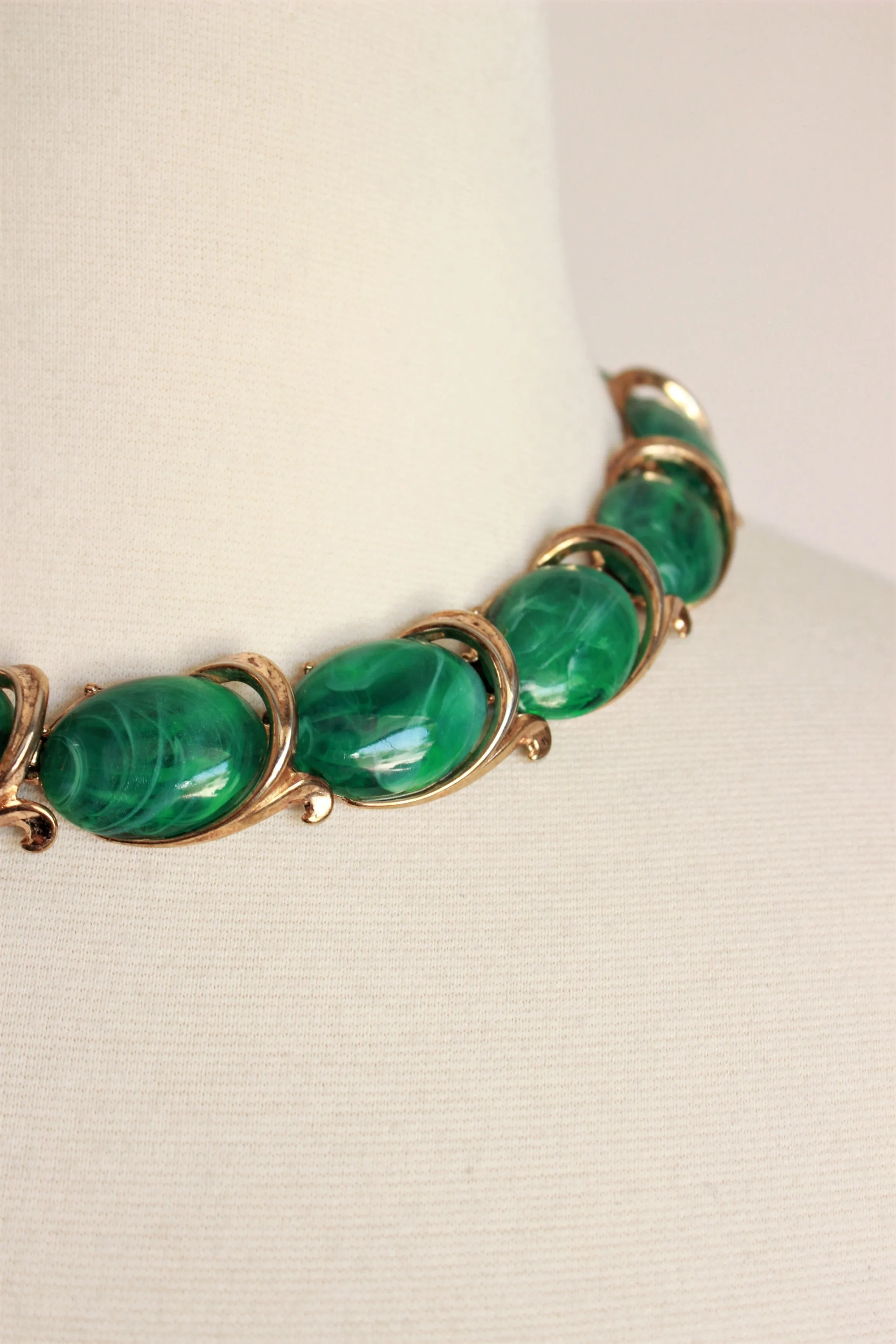 Vintage 1960s Trifari Malachite Necklace