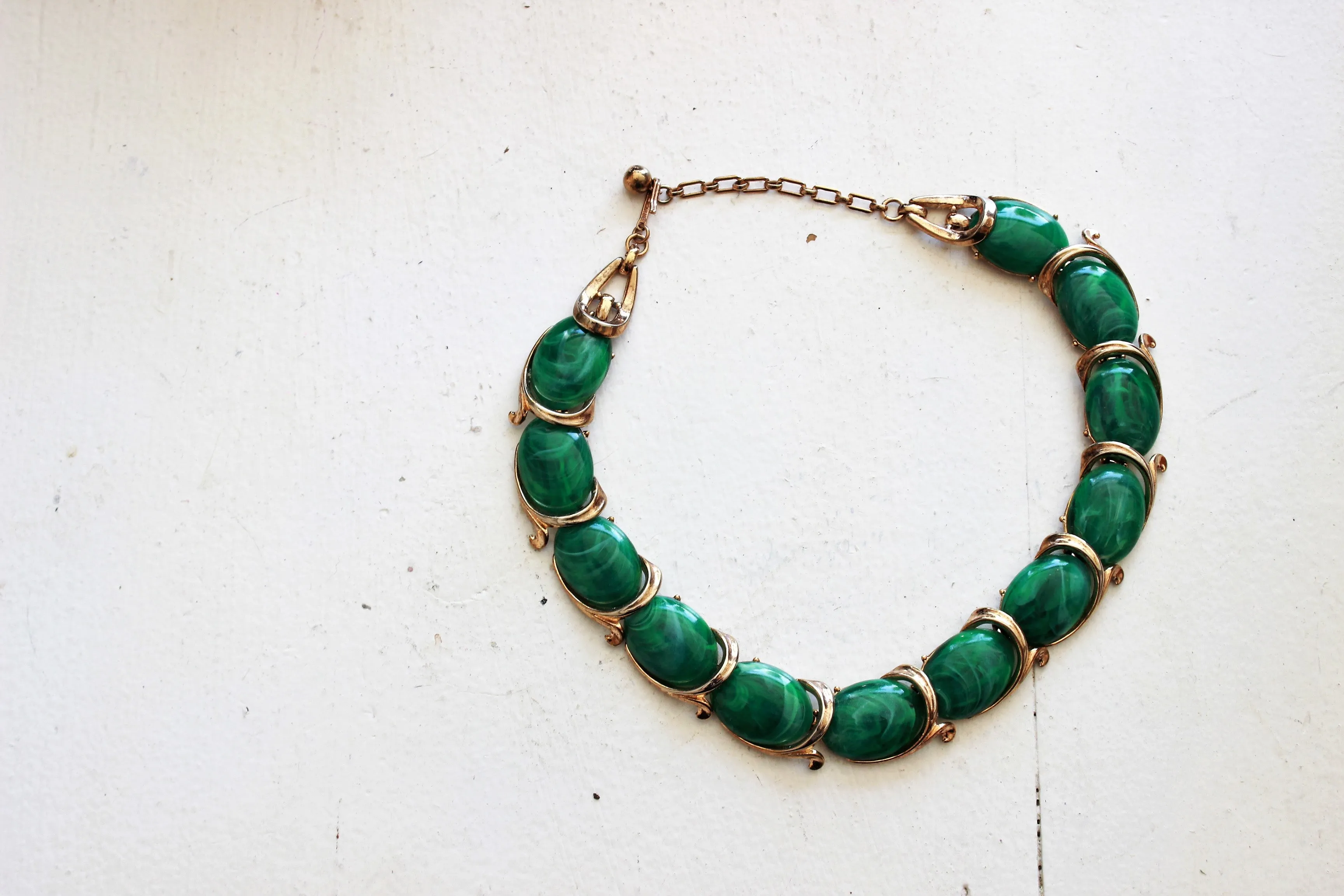 Vintage 1960s Trifari Malachite Necklace