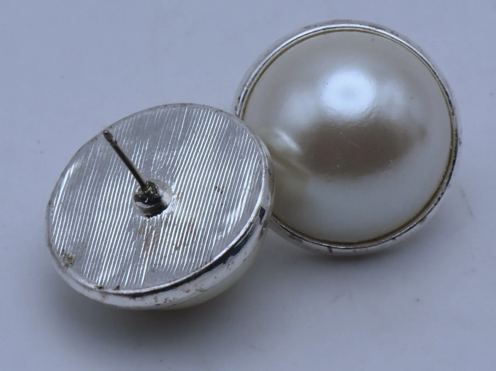 Vintage Large Faux Pearl Stud Earrings