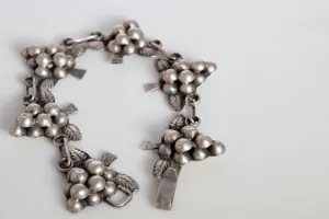 Vintage Mexican Sterling Silver Grape Bracelet