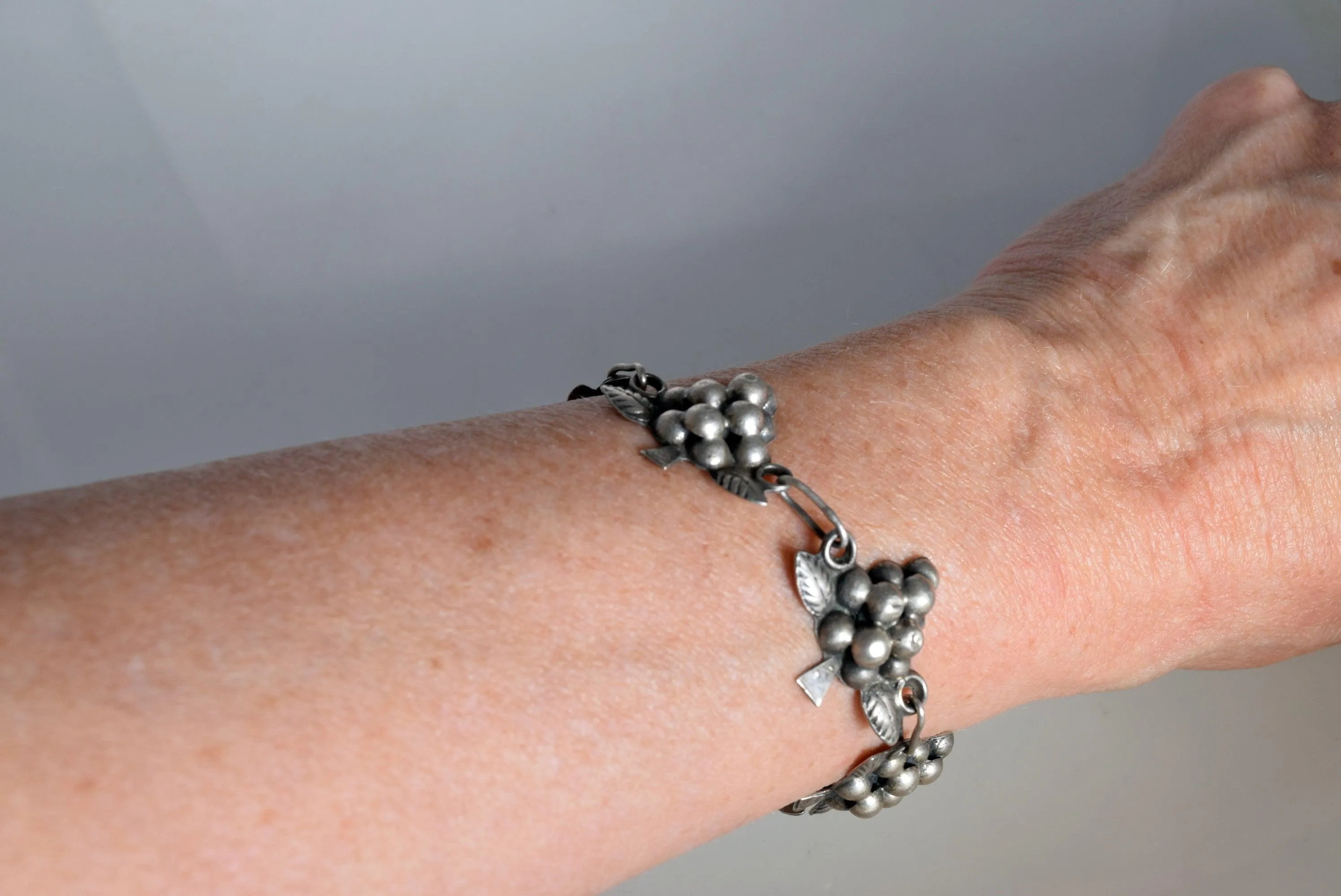 Vintage Mexican Sterling Silver Grape Bracelet