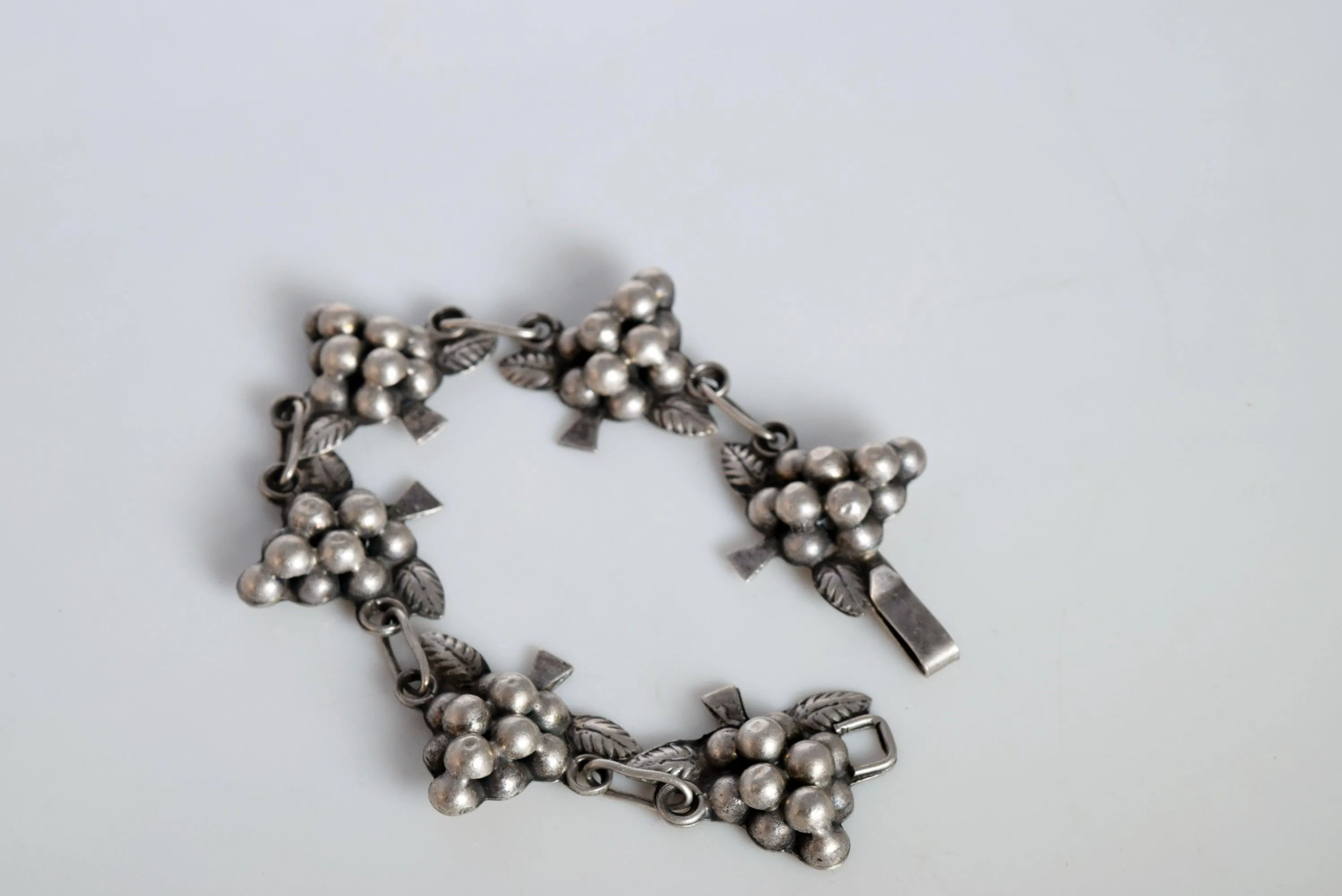 Vintage Mexican Sterling Silver Grape Bracelet