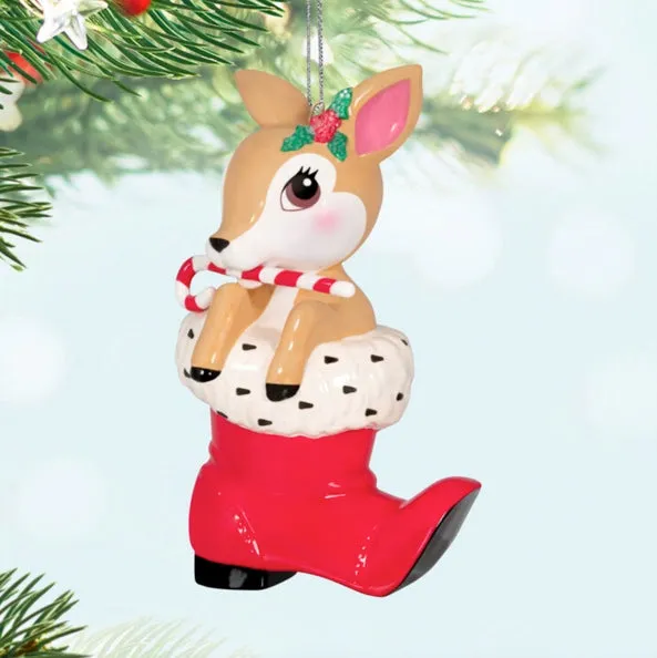 Vintage Reindeer Porcelain Ornament