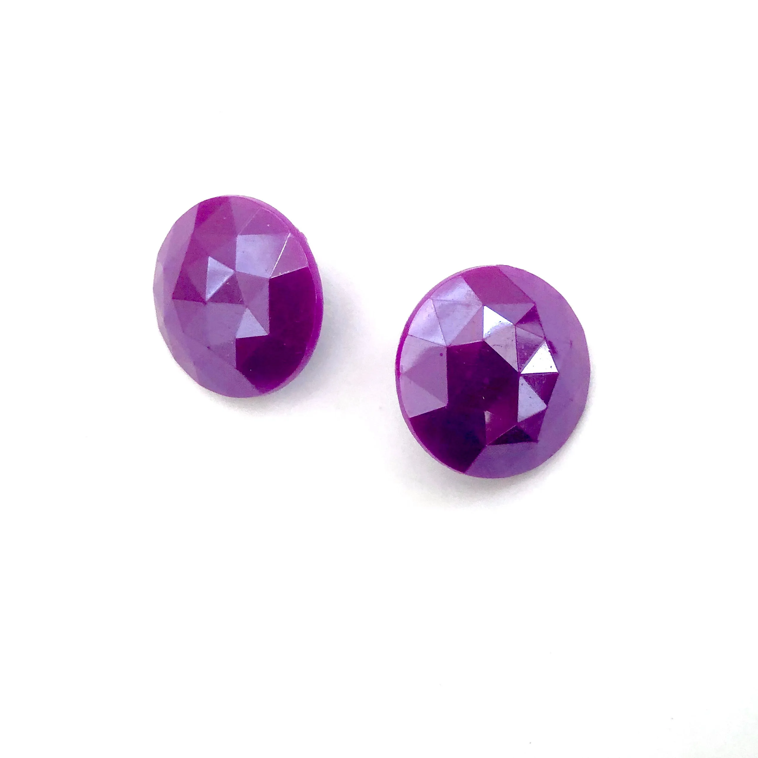 Violet Faceted Retro Button Stud Earrings