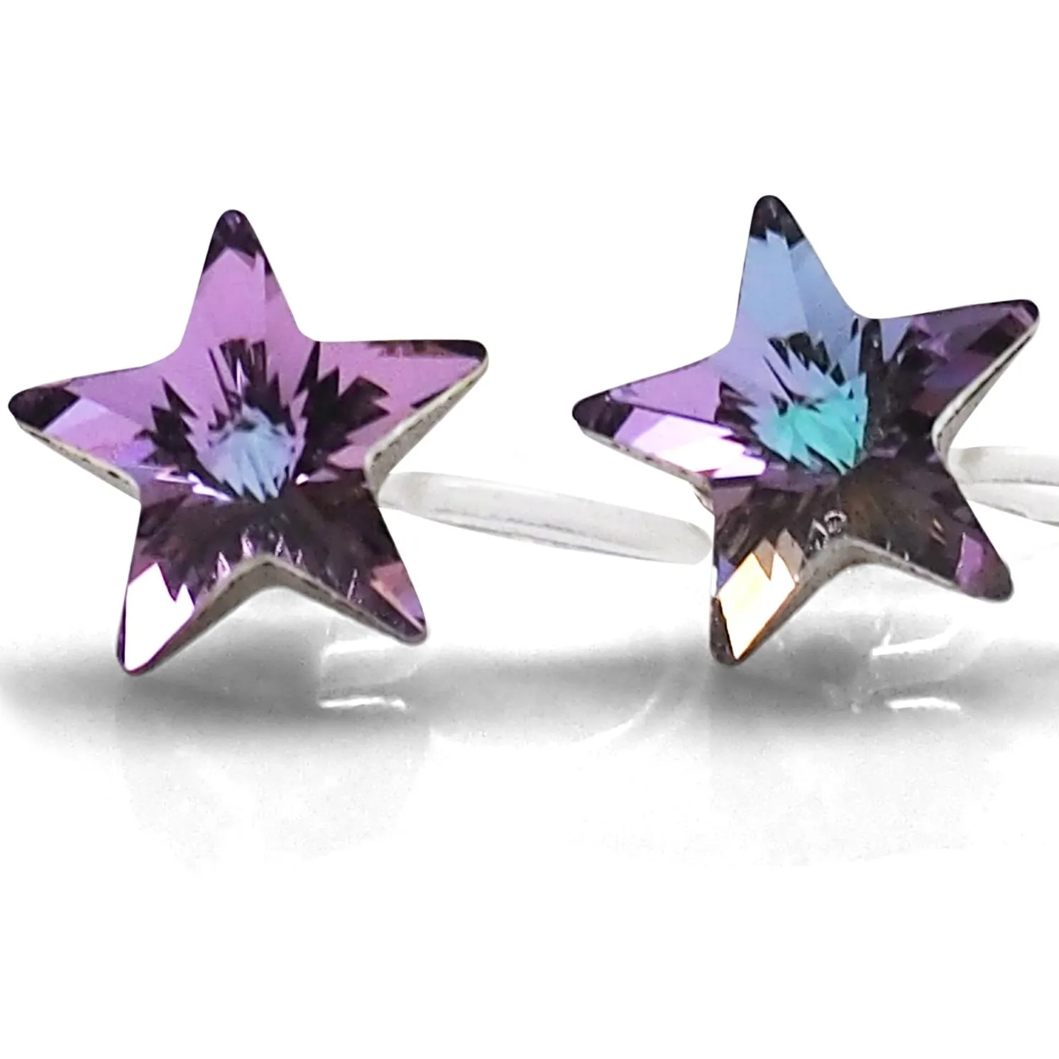 Vitrail Light Star Swarovski crystal invisible clip on stud earrings