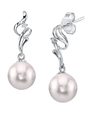 White Akoya Pearl & Diamond Aria Earrings