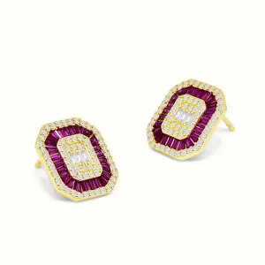 Women's Vermeil Diamond & Ruby Earrings