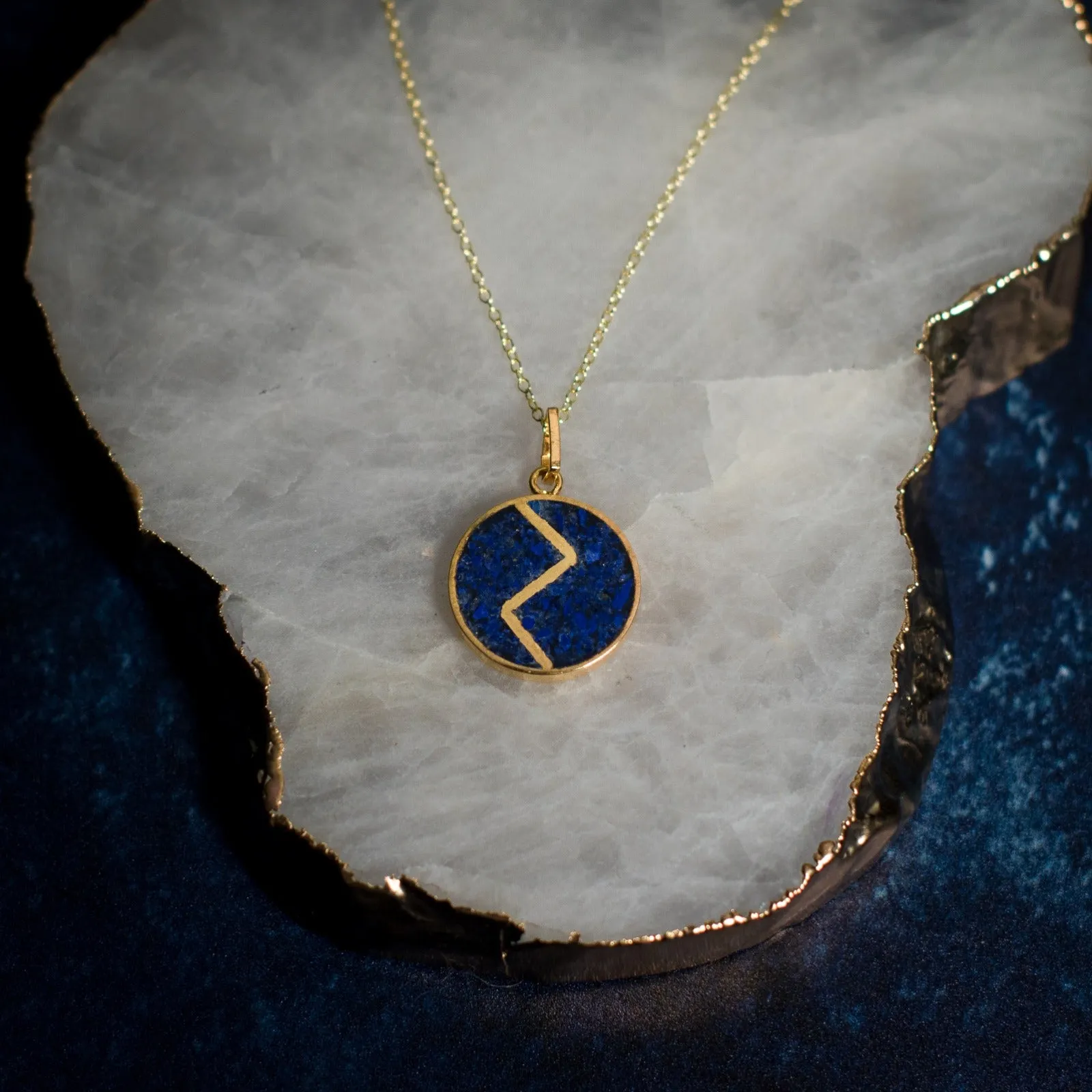 Zabul Nacklace in Lapis Lazuli and Gold Vermeil